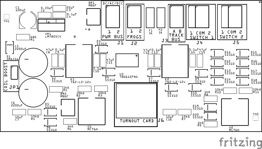 Turnout Coil Switch Machine Breakout Board PCB