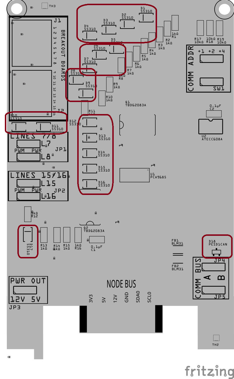 PWM Card assembly – oriented small SMD components